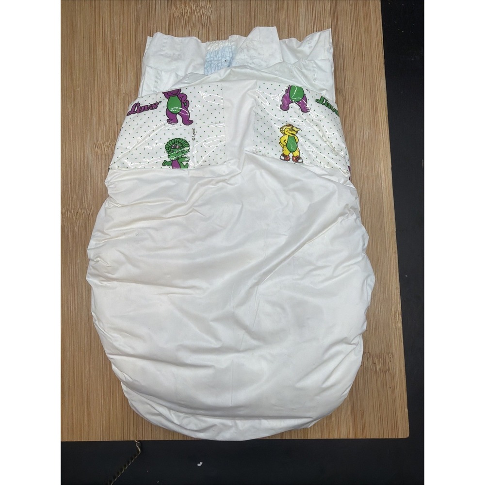 Vintage Luvs PLASTIC Diaper Size 3 BARNEY SET New
